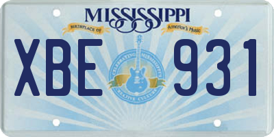 MS license plate XBE931
