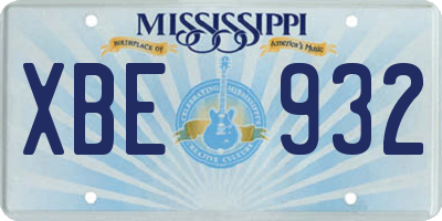 MS license plate XBE932