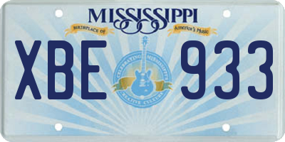MS license plate XBE933