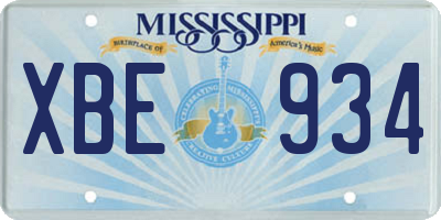 MS license plate XBE934