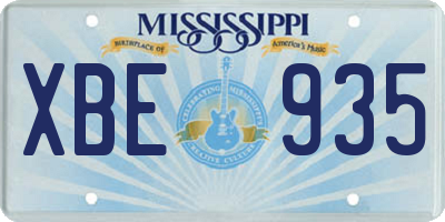 MS license plate XBE935