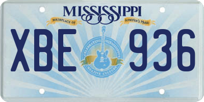 MS license plate XBE936