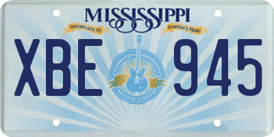 MS license plate XBE945