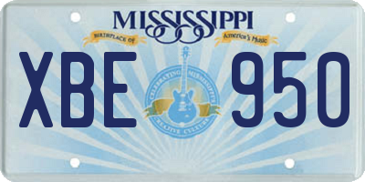 MS license plate XBE950