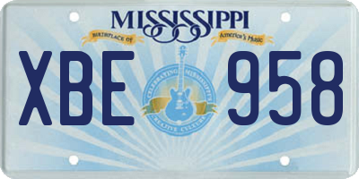 MS license plate XBE958