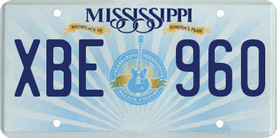 MS license plate XBE960