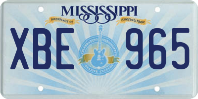 MS license plate XBE965