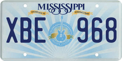 MS license plate XBE968