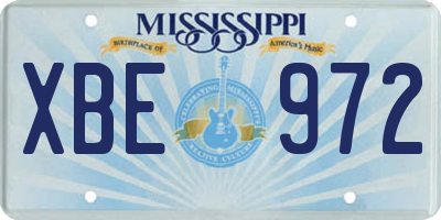 MS license plate XBE972