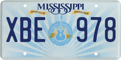 MS license plate XBE978