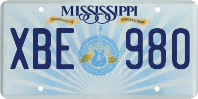 MS license plate XBE980