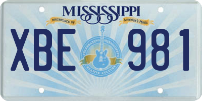 MS license plate XBE981