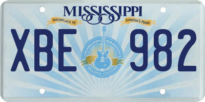 MS license plate XBE982