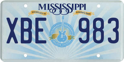MS license plate XBE983