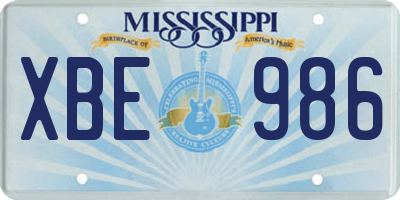 MS license plate XBE986
