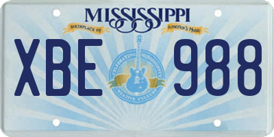 MS license plate XBE988