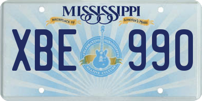MS license plate XBE990