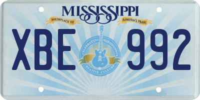 MS license plate XBE992