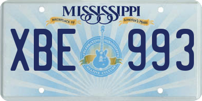 MS license plate XBE993