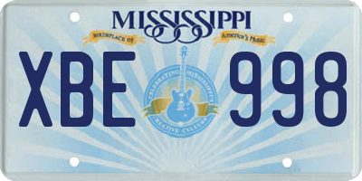 MS license plate XBE998