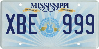 MS license plate XBE999