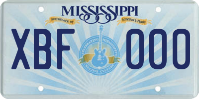 MS license plate XBF000