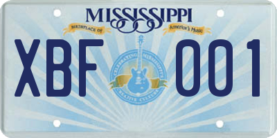 MS license plate XBF001