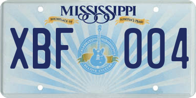 MS license plate XBF004