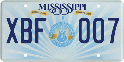 MS license plate XBF007