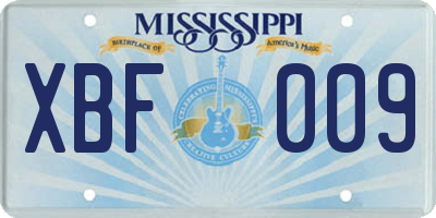 MS license plate XBF009