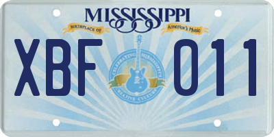 MS license plate XBF011