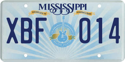 MS license plate XBF014