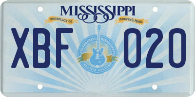 MS license plate XBF020