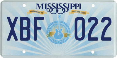 MS license plate XBF022