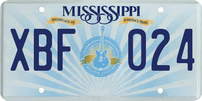MS license plate XBF024