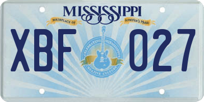 MS license plate XBF027