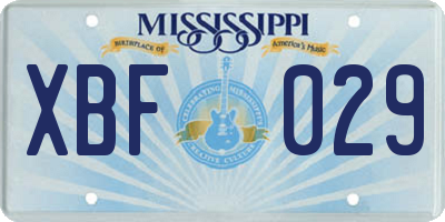 MS license plate XBF029