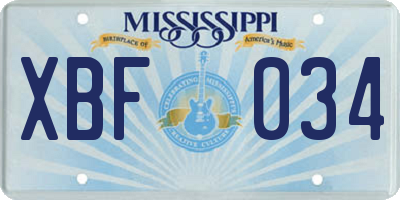 MS license plate XBF034