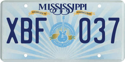 MS license plate XBF037