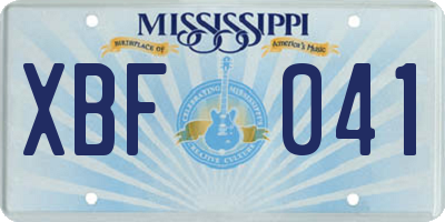 MS license plate XBF041