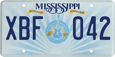 MS license plate XBF042