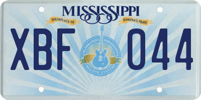 MS license plate XBF044