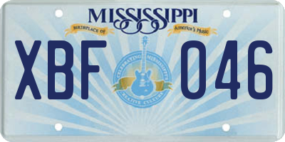 MS license plate XBF046