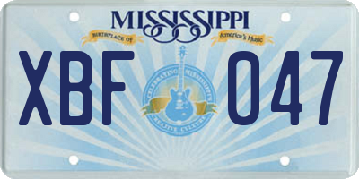 MS license plate XBF047