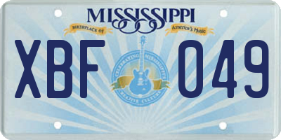 MS license plate XBF049