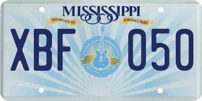 MS license plate XBF050
