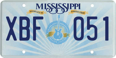 MS license plate XBF051