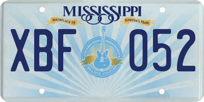 MS license plate XBF052