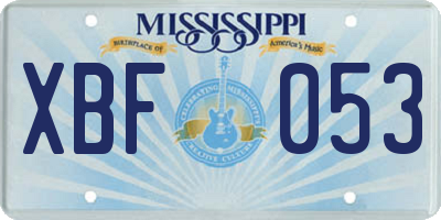 MS license plate XBF053