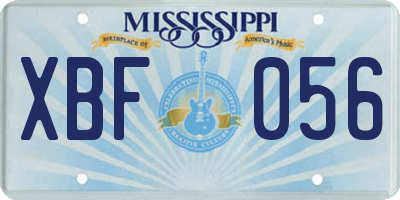 MS license plate XBF056